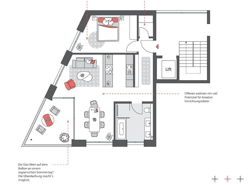 Wohnung zur Miete 1.495 € 2,5 Zimmer 73 m²<br/>Wohnfläche ab sofort<br/>Verfügbarkeit Olgastr. 23 Friedrichshafen - Mitte 1 Friedrichshafen 88045