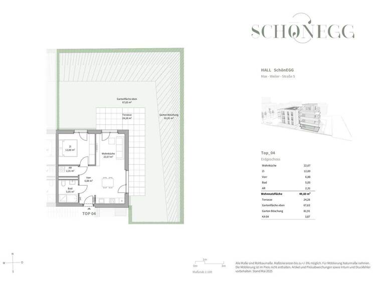 Wohnung zum Kauf - Erstbezug 404.100 € 2 Zimmer 49,6 m² EG Hall in Tirol 6060