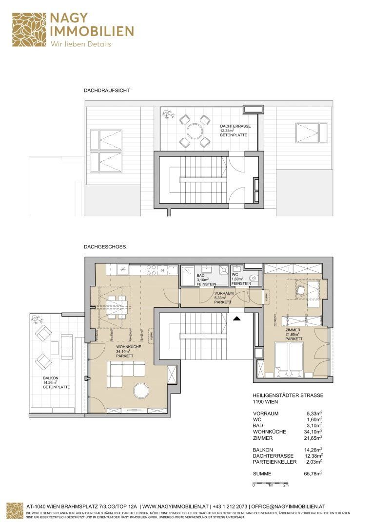 Wohnung zur Miete 1.490 € 2 Zimmer 65,8 m²<br/>Wohnfläche Heiligenstädter Straße Wien 1190