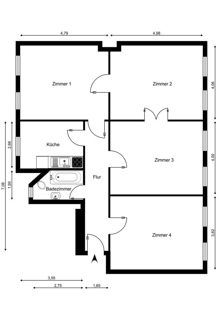 Wohnung zur Miete 1.312 € 4 Zimmer 105 m²<br/>Wohnfläche 1.<br/>Geschoss Bernauer Str. 93 Oranienburg Oranienburg 16515