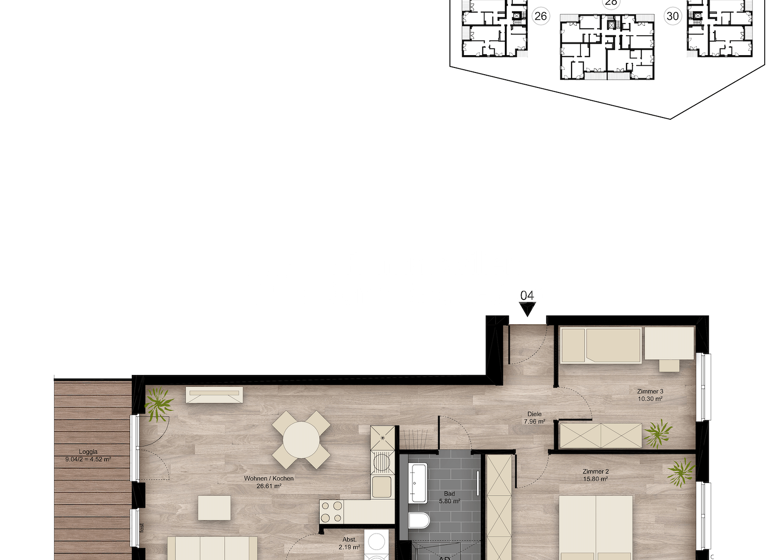 Wohnung zum Kauf - Erstbezug provisionsfrei 324.900 € 3 Zimmer 73,3 m² Elisabeth-Habeth-Weg 24-32 Witterschlick Alfter 53347