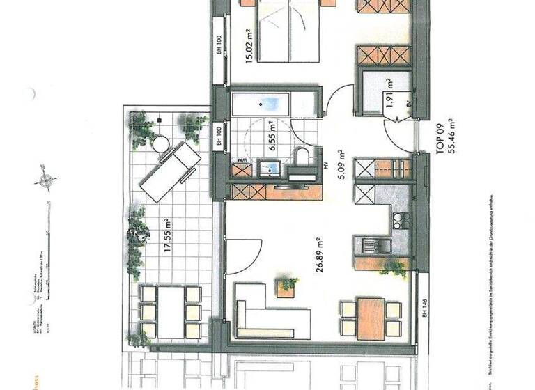 Wohnung zur Miete 930 € 2 Zimmer 55,8 m² 1. Geschoss frei ab 01.05.2026 Obere Leusbündt 2 Feldkirch 6800