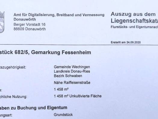 Grundstück zum Kauf 116.000 € 1.458 m² Grundstück Fessenheim Wechingen 86759