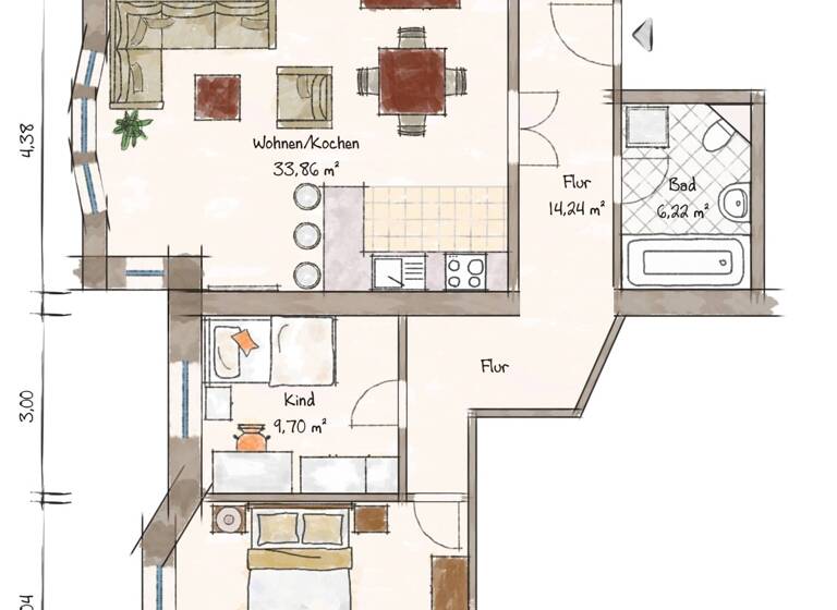 Wohnung zum Kauf 259.000 € 3 Zimmer 78 m²<br/>Wohnfläche 1.<br/>Geschoss Zentrum-West Leipzig 04109