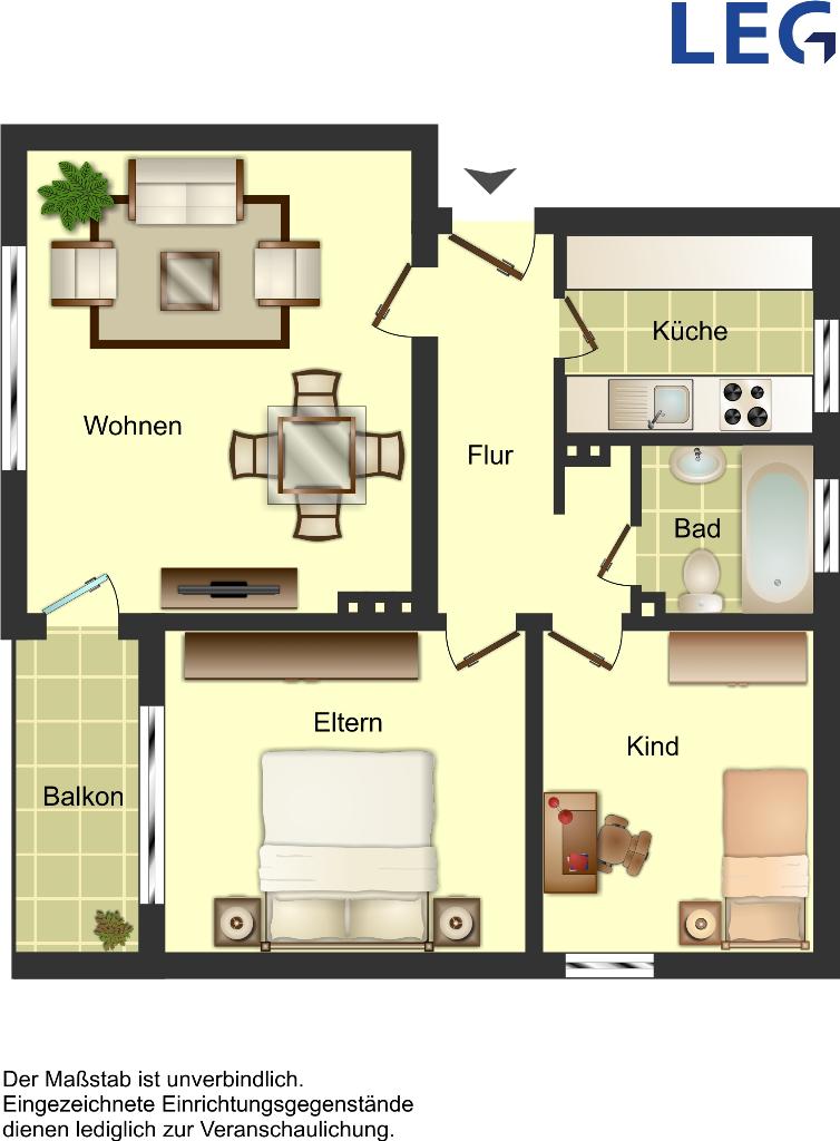 Wohnung zur Miete 489 € 3 Zimmer 59,7 m²<br/>Wohnfläche 1.<br/>Geschoss 17.01.2025<br/>Verfügbarkeit Berliner Straße 28 Püsselbüren Ibbenbüren 49479