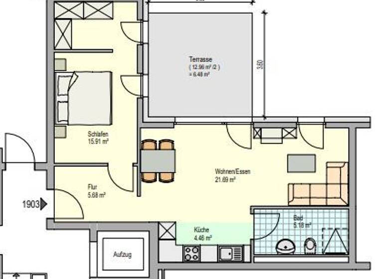 Wohnung zur Miete 777 € 2 Zimmer 59,4 m² EG frei ab 01.05.2026 Echterdinger Straße 19 Bernhausen Filderstadt 70794