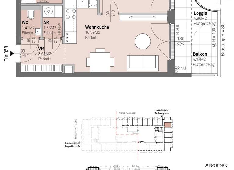 Wohnung zum Kauf - Erstbezug 303.200 € 2 Zimmer 39,8 m² 3. Geschoss frei ab 30.06.2028 Traisengasse 20-22 Wien 1200