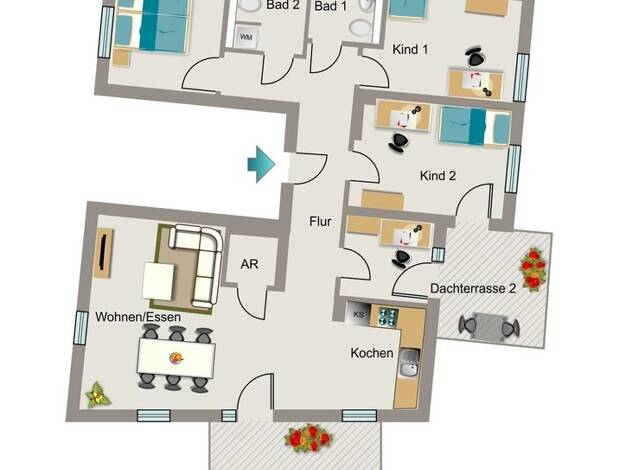 Wohnung zur Miete - Erstbezug 1.876 € 4,5 Zimmer 129,3 m² frei ab 01.03.2027 An der Alten Kirche 2 Menden Sankt Augustin 53757