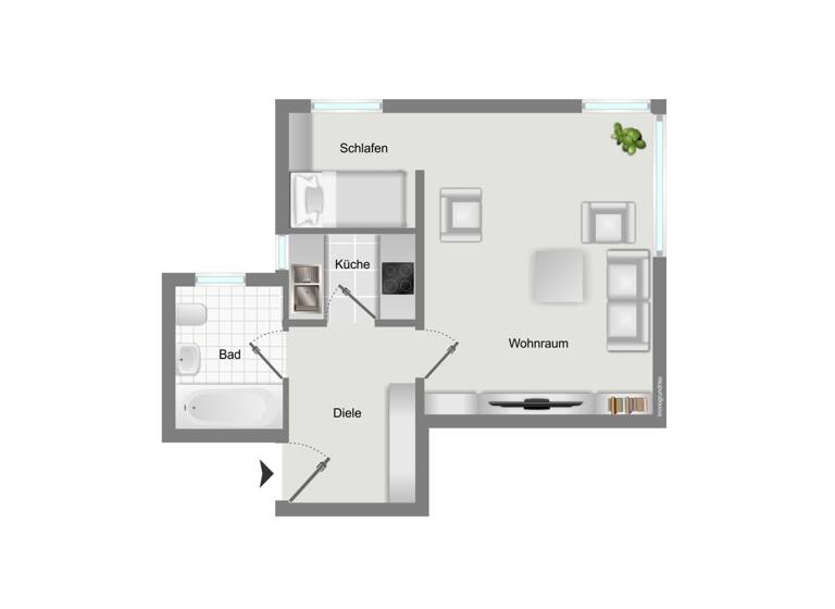 Wohnung zur Miete 650 € 1,5 Zimmer 41 m² 2. Geschoss Neusäß 86356
