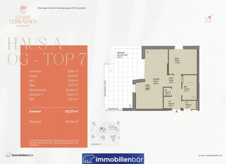 Wohnung zum Kauf - Erstbezug 251.665 € 2 Zimmer 52,3 m² 1. Geschoss Peuerbach 4722