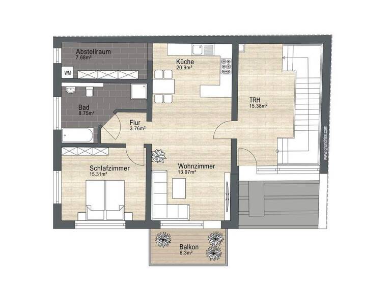 Wohnung zur Miete - Erstbezug 1.260 € 2 Zimmer 72 m² 1. Geschoss frei ab sofort Sieglar Troisdorf 53844