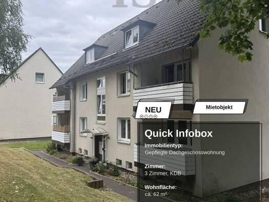 Wohnung zur Miete 500 € 3 Zimmer 62 m² Geschoss 3/3 frei ab 01.11.2026 Heckengasse 12 Neuenrade Neuenrade 58809