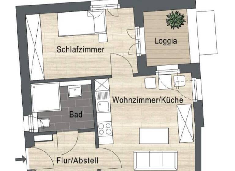 Wohnung zur Miete 780 € 1 Zimmer 39 m²<br/>Wohnfläche EG/2<br/>Geschoss Wisselter Weg Norf Neuss 41469