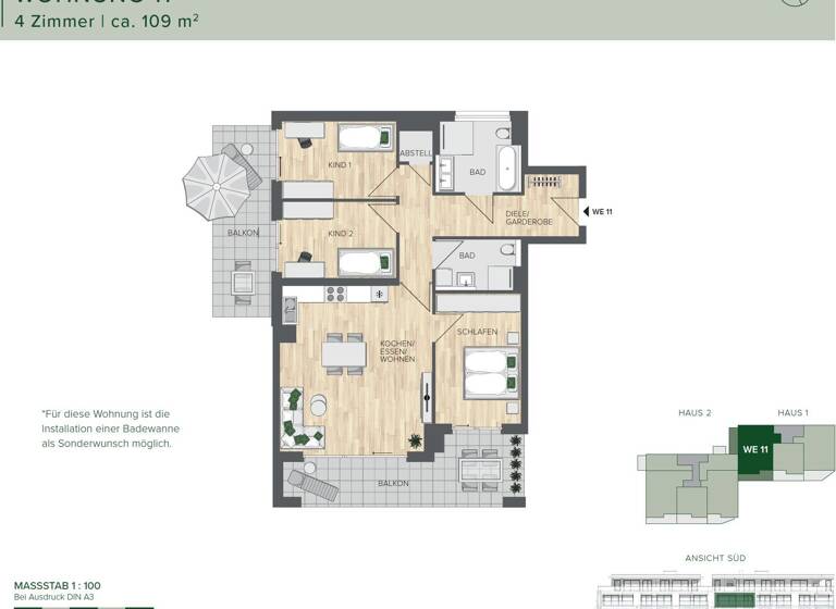 Wohnung zum Kauf provisionsfrei 509.000 € 4 Zimmer 109 m²<br/>Wohnfläche 2.<br/>Geschoss Blumberg Blumberg 78176