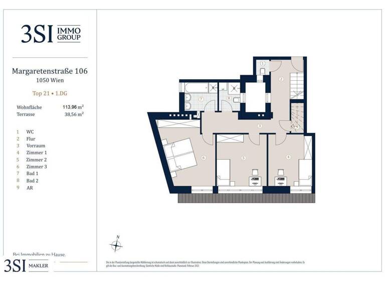 Wohnung zum Kauf 975.000 € 4 Zimmer 114 m² 2. Geschoss Margaretenstraße 106 Wien 1050