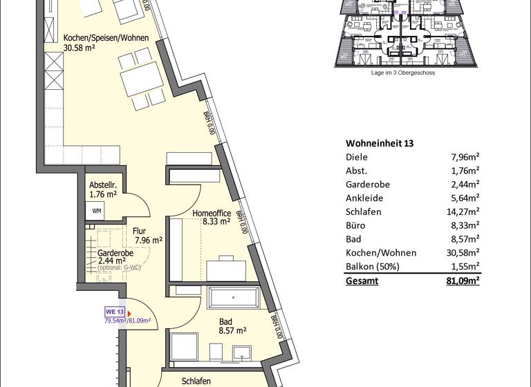 Wohnung zum Kauf provisionsfrei als Kapitalanlage geeignet 368.960 € 3 Zimmer 81,1 m² Andernacher Straße 6 Lützel Koblenz 56070