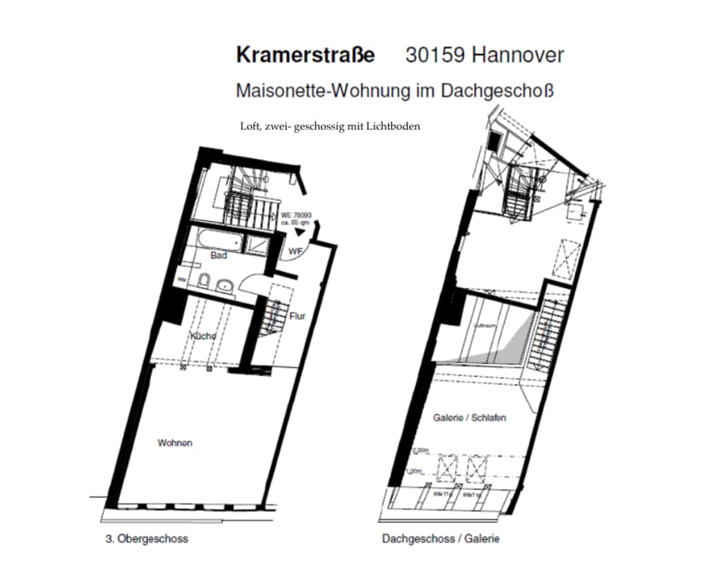 Wohnung zur Miete Wohnen auf Zeit 1.800 € 2 Zimmer 66 m²<br/>Wohnfläche ab sofort<br/>Verfügbarkeit Kramerstr. Mitte Hannover 30159