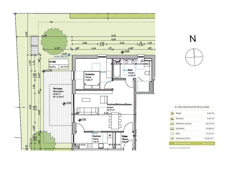 Wohnung zum Kauf - Erstbezug provisionsfrei 467.000 € 2 Zimmer 84,7 m² EG Tegernheim 93105