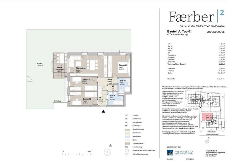 Wohnung zum Kauf - Erstbezug provisionsfrei 478.000 € 4 Zimmer 89,1 m² EG Färberstraße 13-15 Bad Vöslau 2540