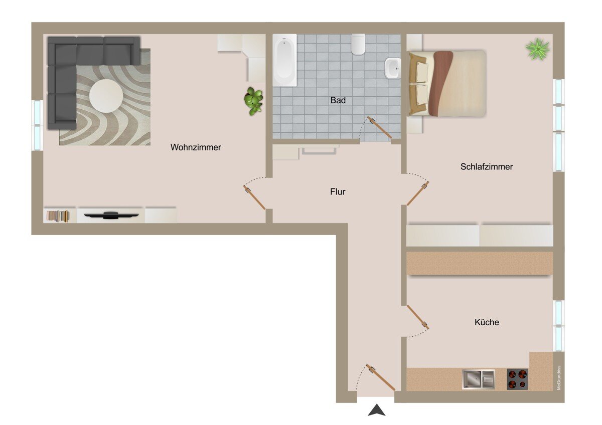 Wohnung zur Miete 432 € 2 Zimmer 71,4 m²<br/>Wohnfläche 1.<br/>Geschoss Zerbst Zerbst 39261