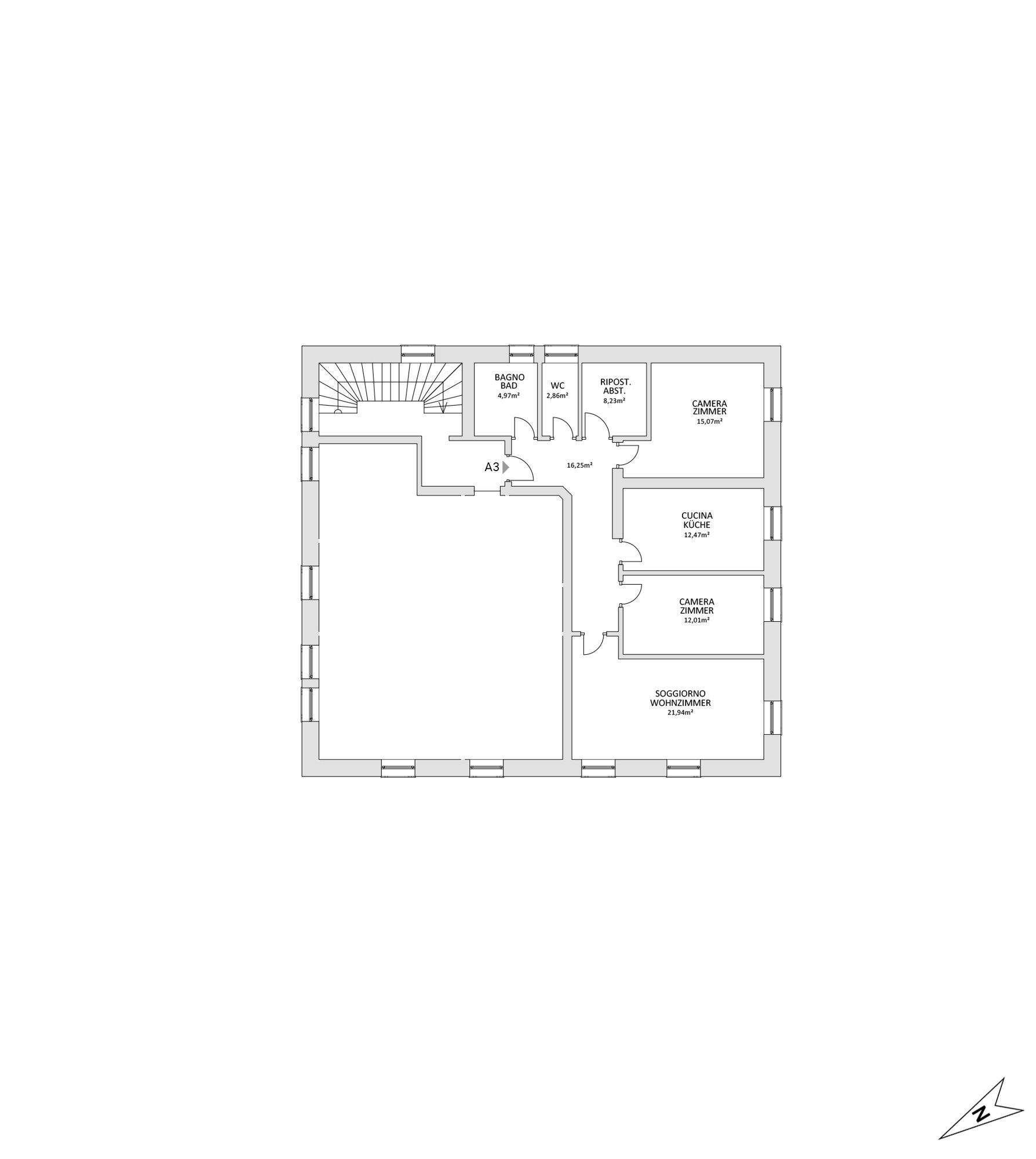 Wohnung zum Kauf 195.000 € 3 Zimmer 93,8 m²<br/>Wohnfläche 1.<br/>Geschoss Pontigl 8 Brenner 39041