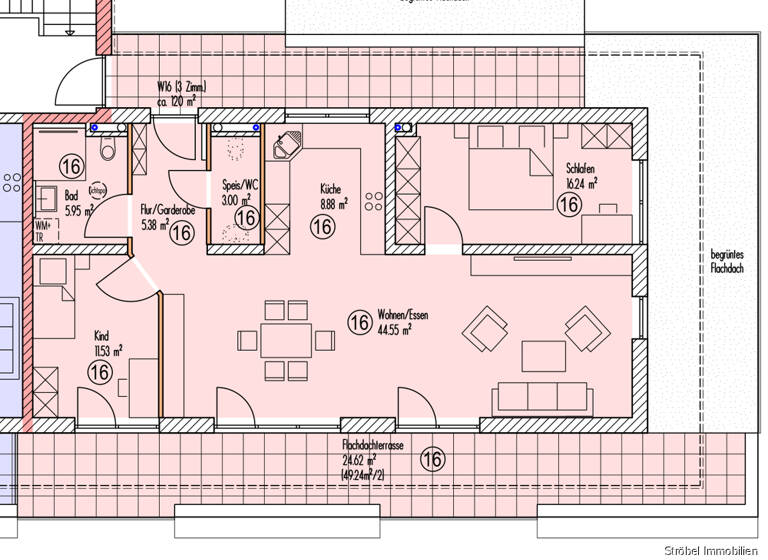 Penthouse zur Miete 1.385 € 3 Zimmer 120,2 m²<br/>Wohnfläche 3.<br/>Geschoss Crailsheim Crailsheim 74564