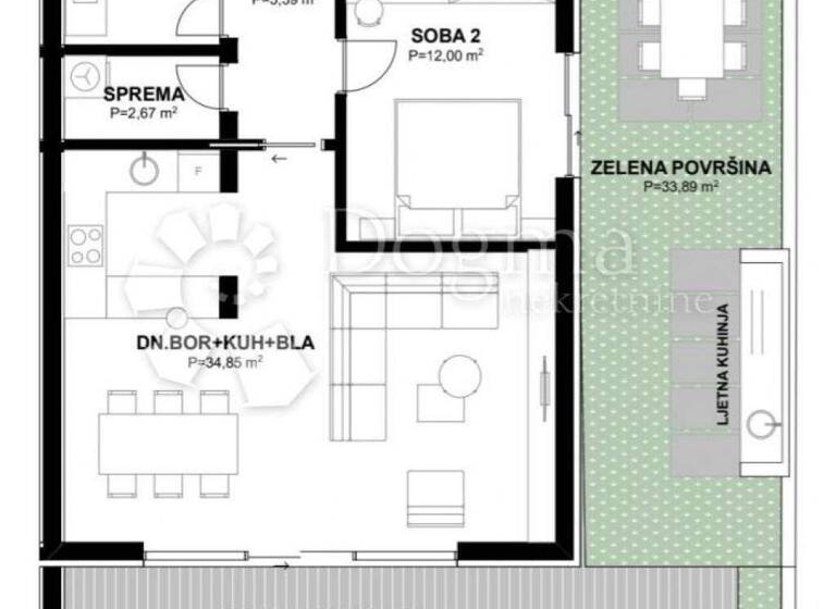 Wohnung zum Kauf 3 Zimmer 92 m² Slivno