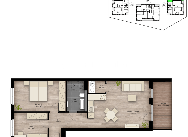 Wohnung zum Kauf - Erstbezug provisionsfrei 404.900 € 3 Zimmer 73,3 m² Elisabeth-Habeth-Weg 24-32 Witterschlick Alfter 53347