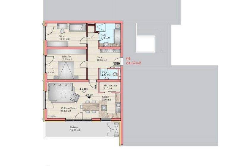 Terrassenwohnung zum Kauf - Erstbezug 569.000 € 3 Zimmer 84,7 m² 1. Geschoss Kirchbichl 6322
