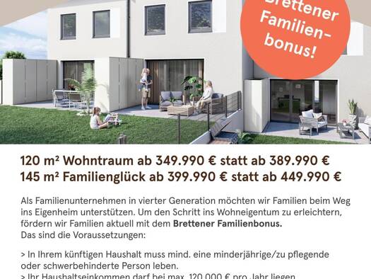 Reihenendhaus zum Kauf - Neubau provisionsfrei 409.990 € 3 Zimmer 120 m² 294 m² Grundstück Am Knittlinger Berg Gölshausen Bretten 75015