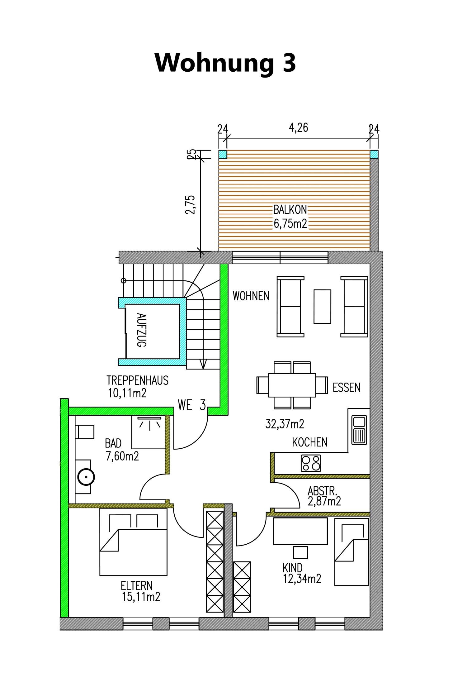 Wohnung zum Kauf provisionsfrei 285.100 € 3 Zimmer 77 m²<br/>Wohnfläche Wolfsfeld 54636