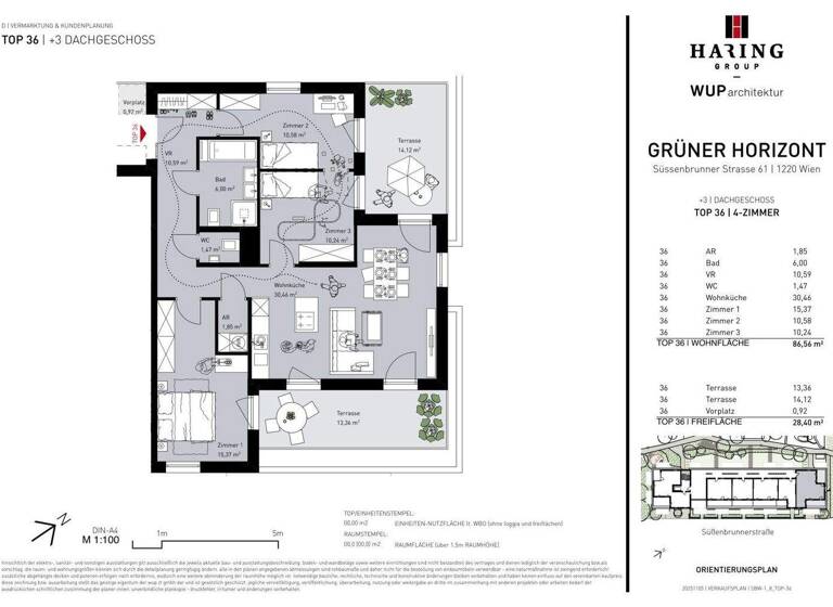 Wohnung zum Kauf - Erstbezug 564.500 € 4 Zimmer 86,6 m² 3. Geschoss Süßenbrunner Straße 61 Wien 1220