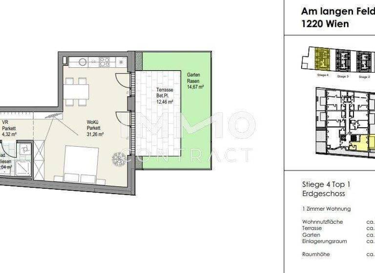 Wohnung zum Kauf - Erstbezug provisionsfrei 311.300 € 1 Zimmer 40,6 m² Wien 1220