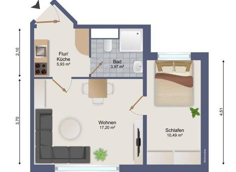 Wohnung zum Kauf provisionsfrei 79.950 € 2 Zimmer 37,7 m² Kröpeliner Tor-Vorstadt Rostock / Kröpeliner Tor-Vorstadt 18057