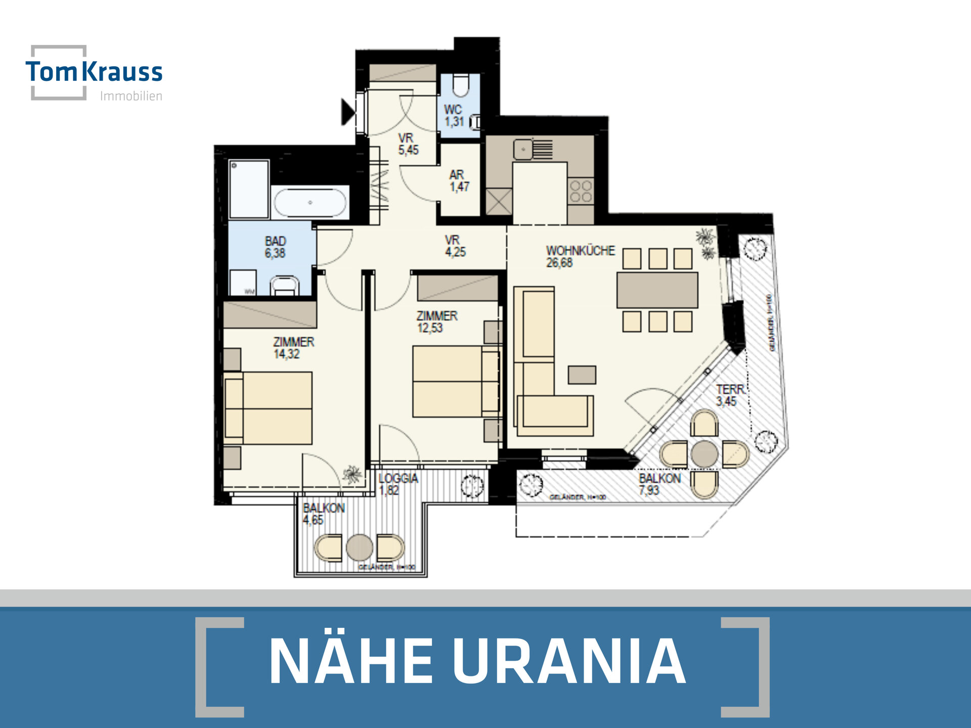 Terrassenwohnung zum Kauf 718.704 € 3 Zimmer 74,2 m²<br/>Wohnfläche 3.<br/>Geschoss 01.12.2026<br/>Verfügbarkeit Wien / Wien 3., Landstraße 1030