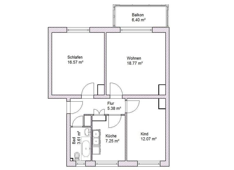 Wohnung zur Miete 530 € 3 Zimmer 66,3 m² 3. Geschoss Schilfbreite 62 Leipziger Str. Magdeburg 39120