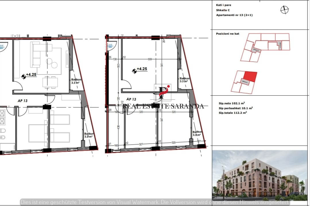 Wohnung zum Kauf 1 Zimmer 112,2 m²<br/>Wohnfläche 3.<br/>Geschoss Saranda 9701