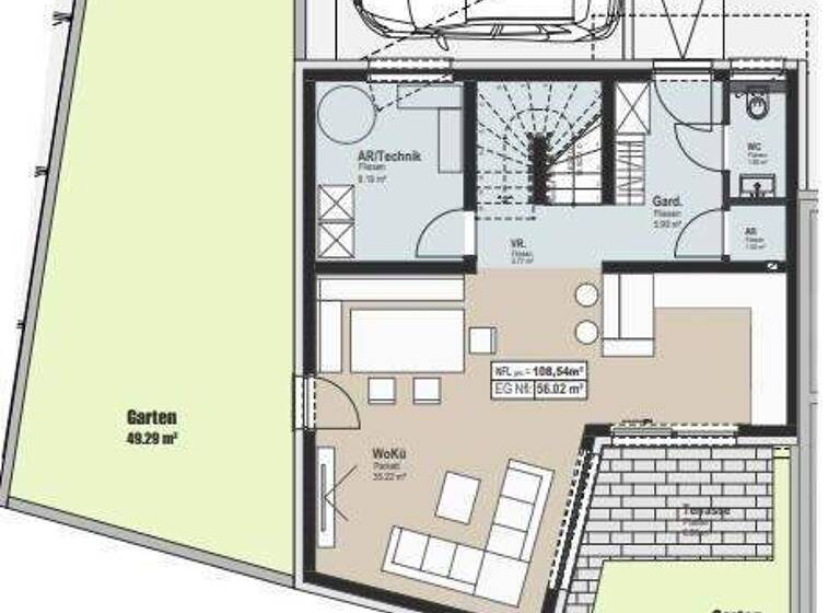 Reihenmittelhaus zum Kauf - Erstbezug 399.800 € 4 Zimmer 108 m² Ladendorf 2126
