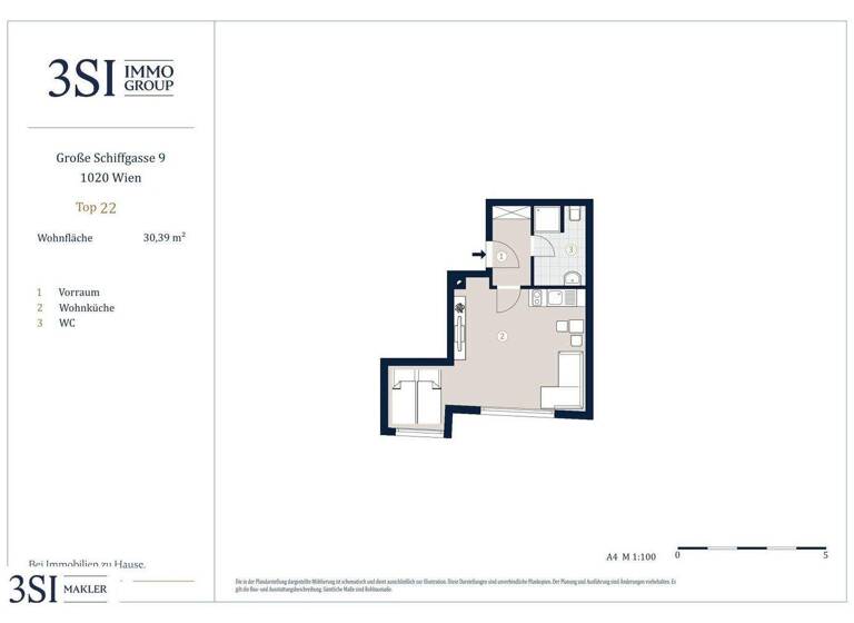 Studio zum Kauf - Erstbezug 310.000 € 1 Zimmer 30,4 m² 6. Geschoss Große Schiffgasse 9 Wien 1020