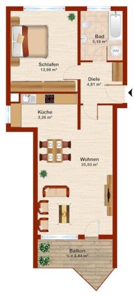 Wohnung zur Miete 440 € 2 Zimmer 57 m²<br/>Wohnfläche 2.<br/>Geschoss Planungsbezirk 122 Straubing 94315