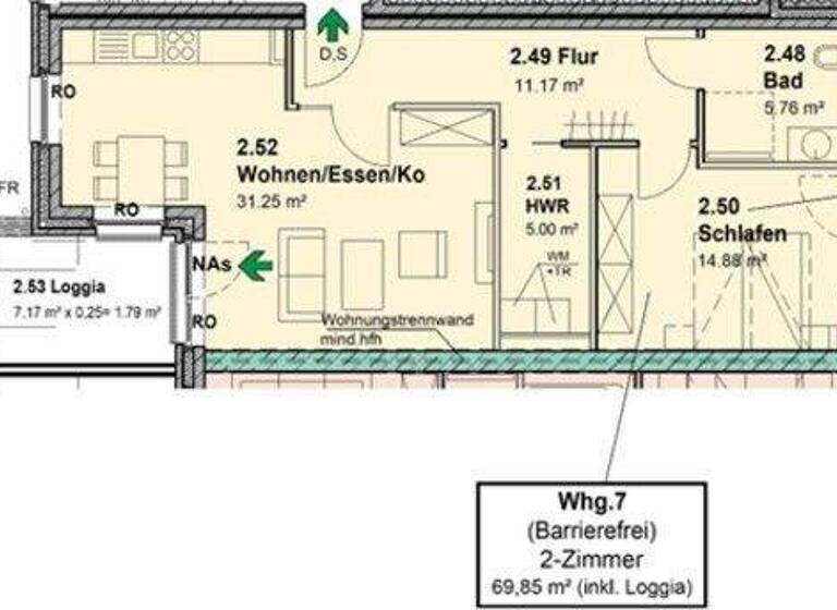Wohnung zur Miete 875 € 1,5 Zimmer 69,9 m² 1. Geschoss frei ab sofort Moltkestraße 27 Nienburg Nienburg (Weser) 31582