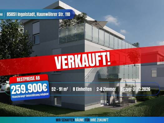 Wohnung zum Kauf - Neubau provisionsfrei als Kapitalanlage geeignet 369.900 € 3 Zimmer 70 m² Haunwöhrer Straße 110 Ingolstadt Ingolstadt 85051