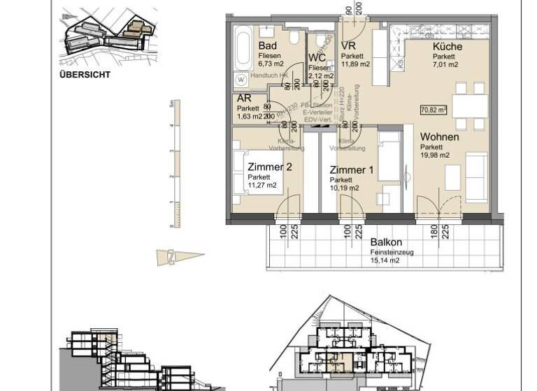 Wohnung zum Kauf - Erstbezug provisionsfrei 440.100 € 3 Zimmer 70,8 m² 4. Geschoss Bründlgraben 47A Krems an der Donau 3500
