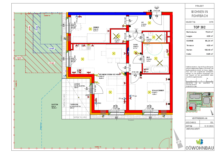 Wohnung zur Miete 867 € 3 Zimmer 76,2 m²<br/>Wohnfläche EG<br/>Geschoss Fadingerstraße Rohrbach-Berg 4150