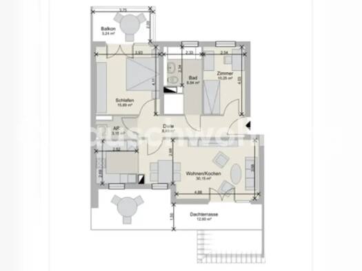 Wohnung zur Miete Tauschwohnung 1.400 € 3 Zimmer 86 m² 3. Geschoss Benrath Düsseldorf 40597