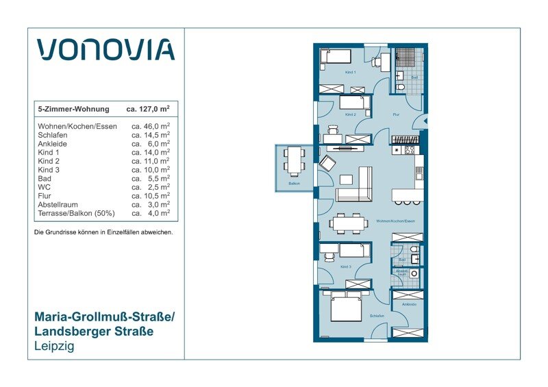 Wohnung zur Miete 1.396 € 5 Zimmer 126,9 m²<br/>Wohnfläche 2.<br/>Geschoss 20.01.2025<br/>Verfügbarkeit Maria-Grollmuß-Str. 8 Gohlis - Nord Leipzig 04157