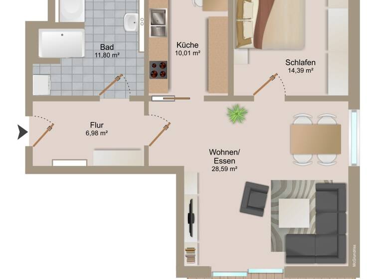 Wohnung zur Miete 755 € 2 Zimmer 75,3 m² 1. Geschoss frei ab 01.06.2026 Raguhn Raguhn-Jeßnitz 06779