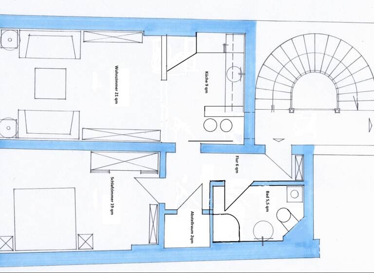 Wohnung zur Miete 597 € 2 Zimmer 62,2 m² 3. Geschoss frei ab sofort Altstadt Erfurt 99084