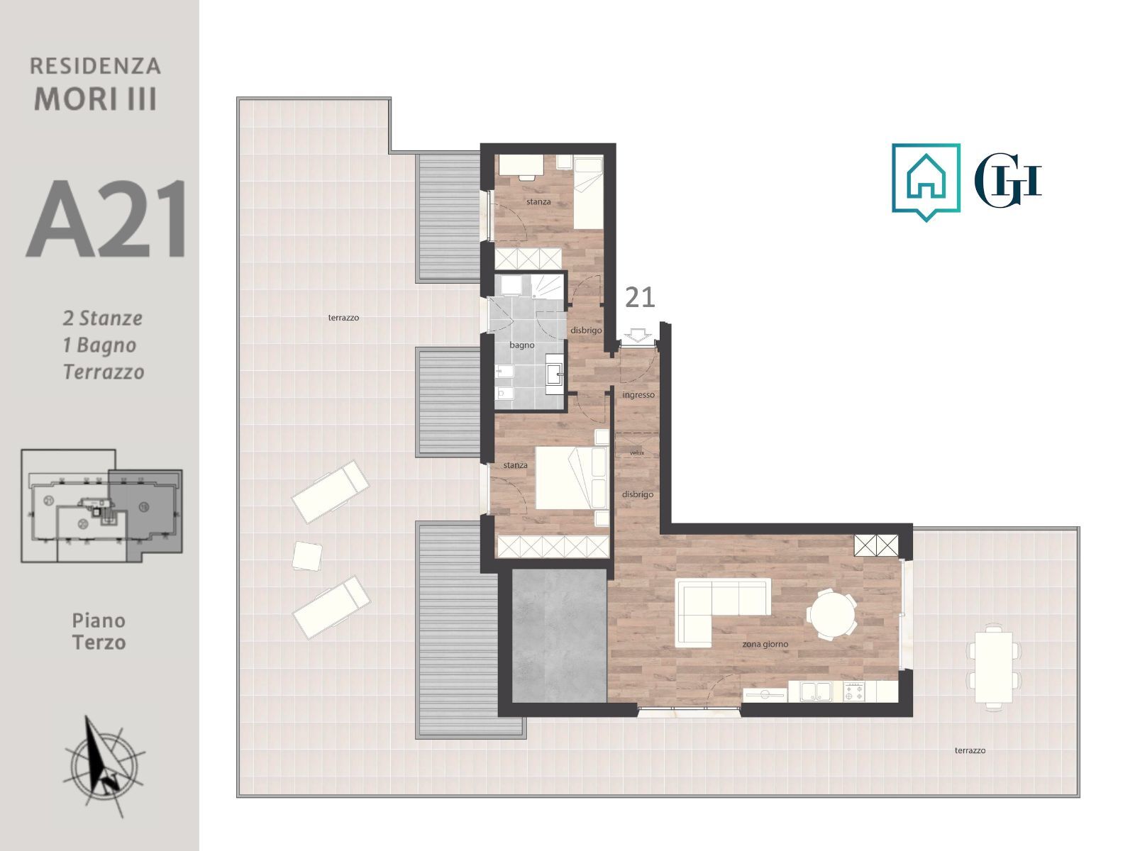 Penthouse zum Kauf 399.000 € 3 Zimmer 101 m²<br/>Wohnfläche 3.<br/>Geschoss ab sofort<br/>Verfügbarkeit Via del Garda 47 Mori 38065