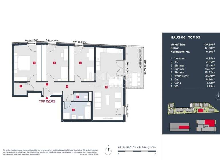 Wohnung zum Kauf - Erstbezug provisionsfrei 568.300 € 4 Zimmer 109,6 m² Leopoldsdorf 2333
